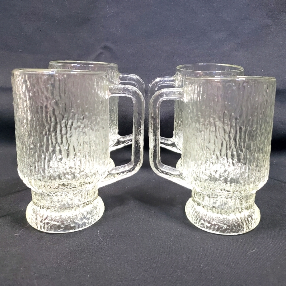 Indiana Crystal Ice Mug Tree Bark Texture vintage